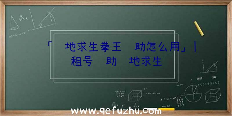 「绝地求生拳王辅助怎么用」|过租号辅助绝地求生